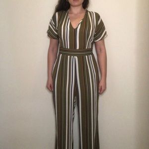 Stripe tie back jumpsuit
